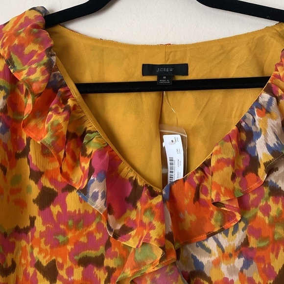 J Crew floral ruffle short sleeve too S NWT - Picture 3 of 7